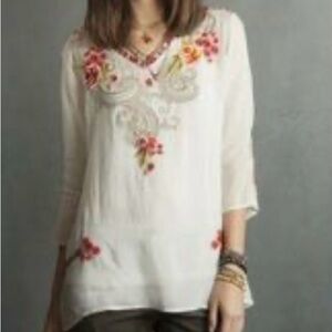 Johnny Was boho embroidered v-neck tunic multicolored, cupra rayon, 3/4 …